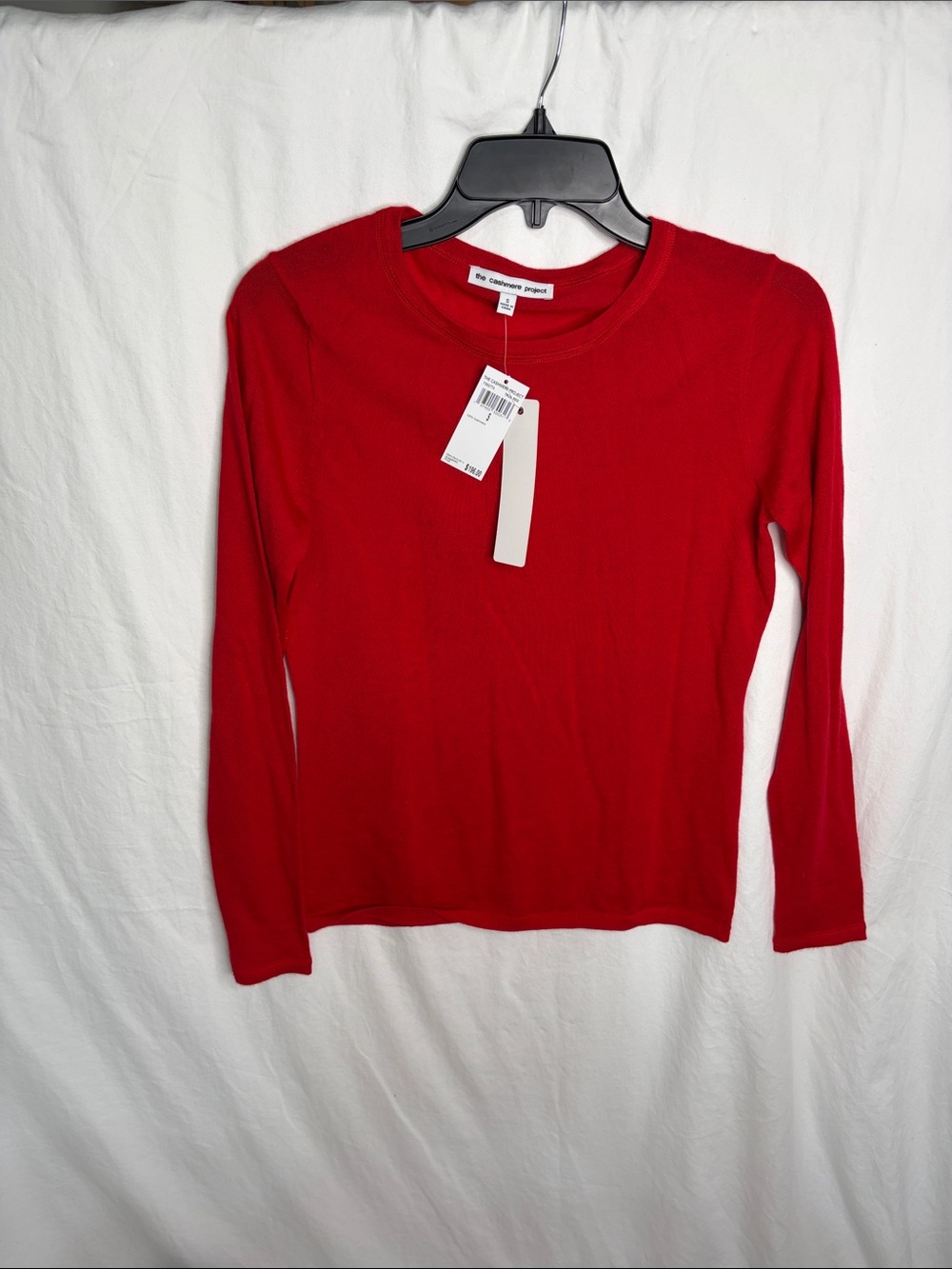 Cashmere Women's Red Long-Sleeve Crewneck Top